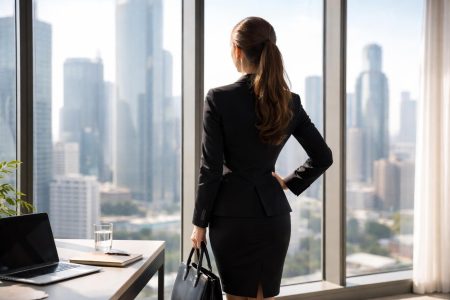 femme-affaires-fenetre-gratte-ciel