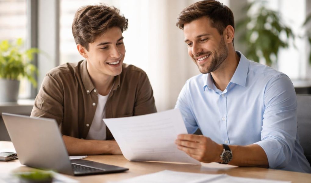 bureau-moderne-tuteur-stagiaire-discussion