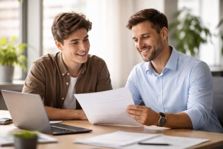 bureau-moderne-tuteur-stagiaire-discussion