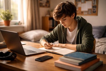 adolescent-table-carnet-chambre-lumiere