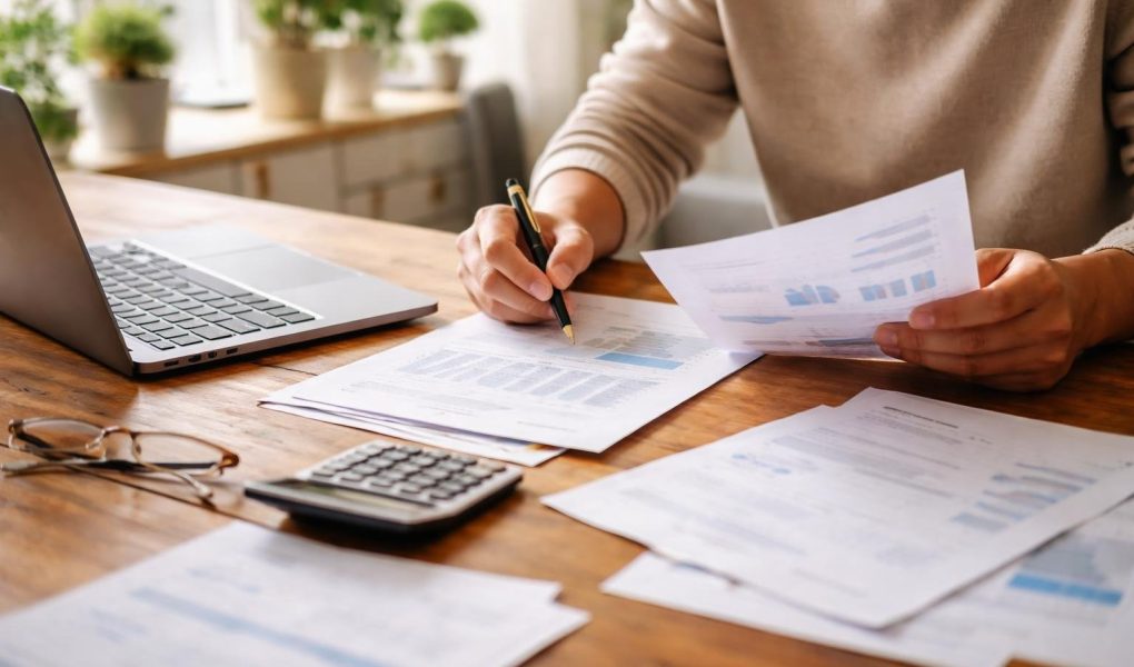 personne-documents-financiers-ordinateur-plantes