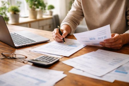 personne-documents-financiers-ordinateur-plantes